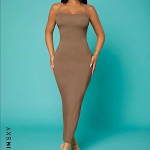 NWOT mocha brown maxi bodycon dress skims dupe